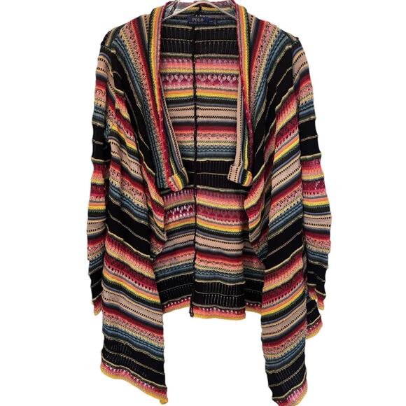 Vintage Polo Ralph Lauren Serape Southwestern Boho Open Knit Cardigan Small NWOT - Picture 3 of 8